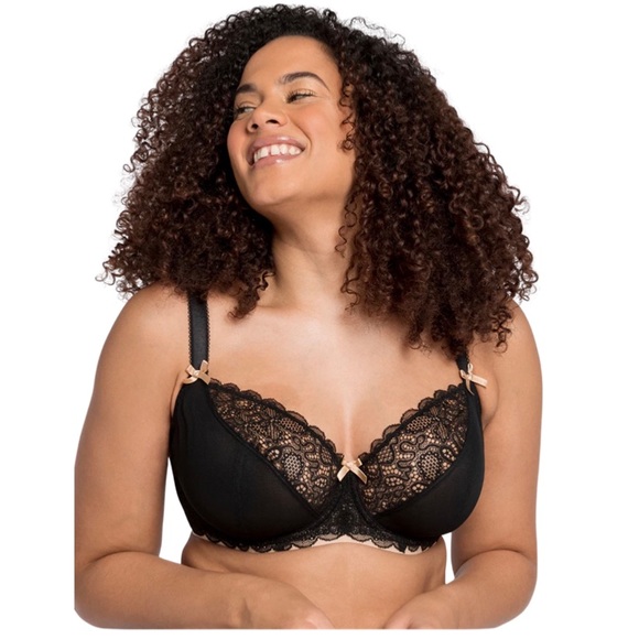 38K CURVY KATE Ellace Balcony Bra Black/Champagne - Picture 3 of 9